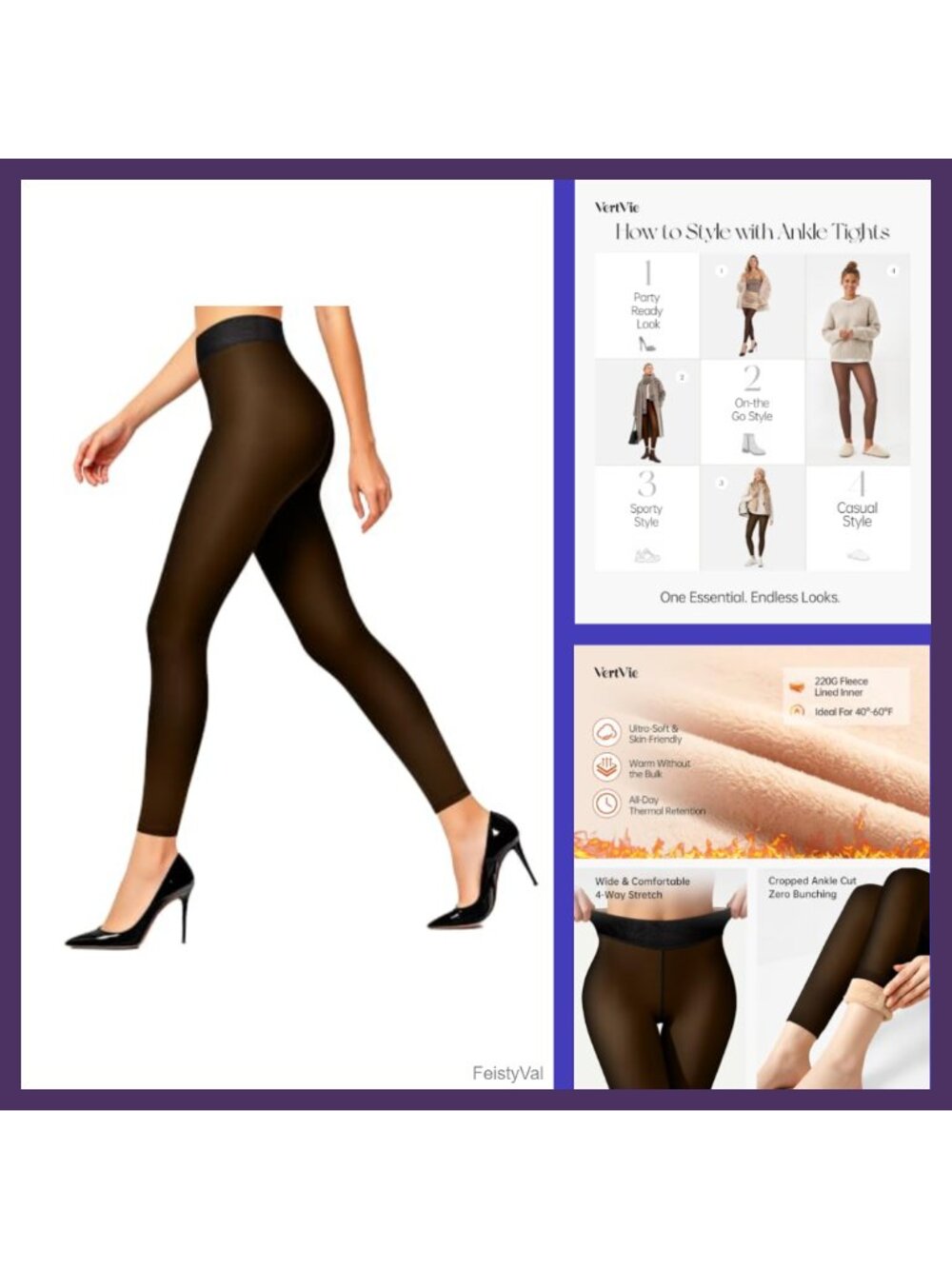 Fleece Lined Sheer Tights Warm Footless Pantyhose